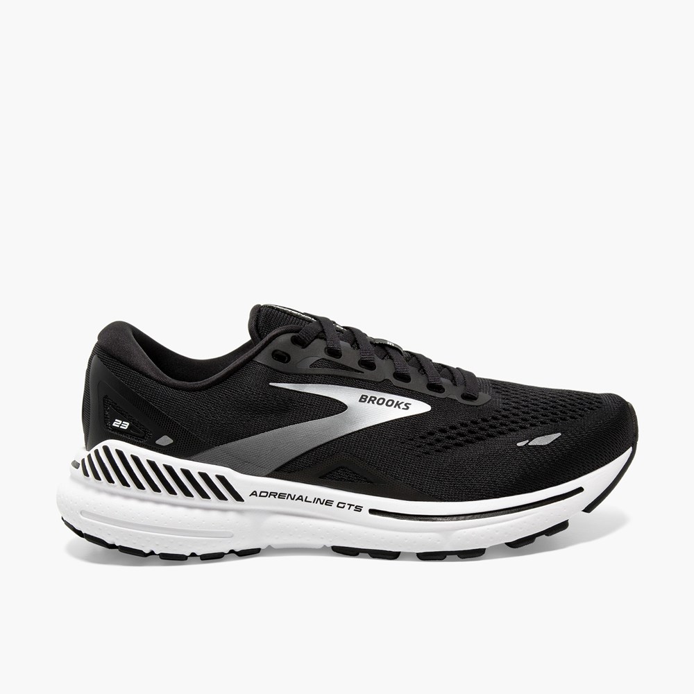 Chaussures Running Route Brooks Adrenaline GTS 23 Noir Blanche Argent Femme | VXW-7984084